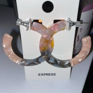 Express Resin Multicolor Block Hoop Earrings